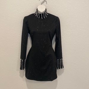 Black dress w shimmer and pearls